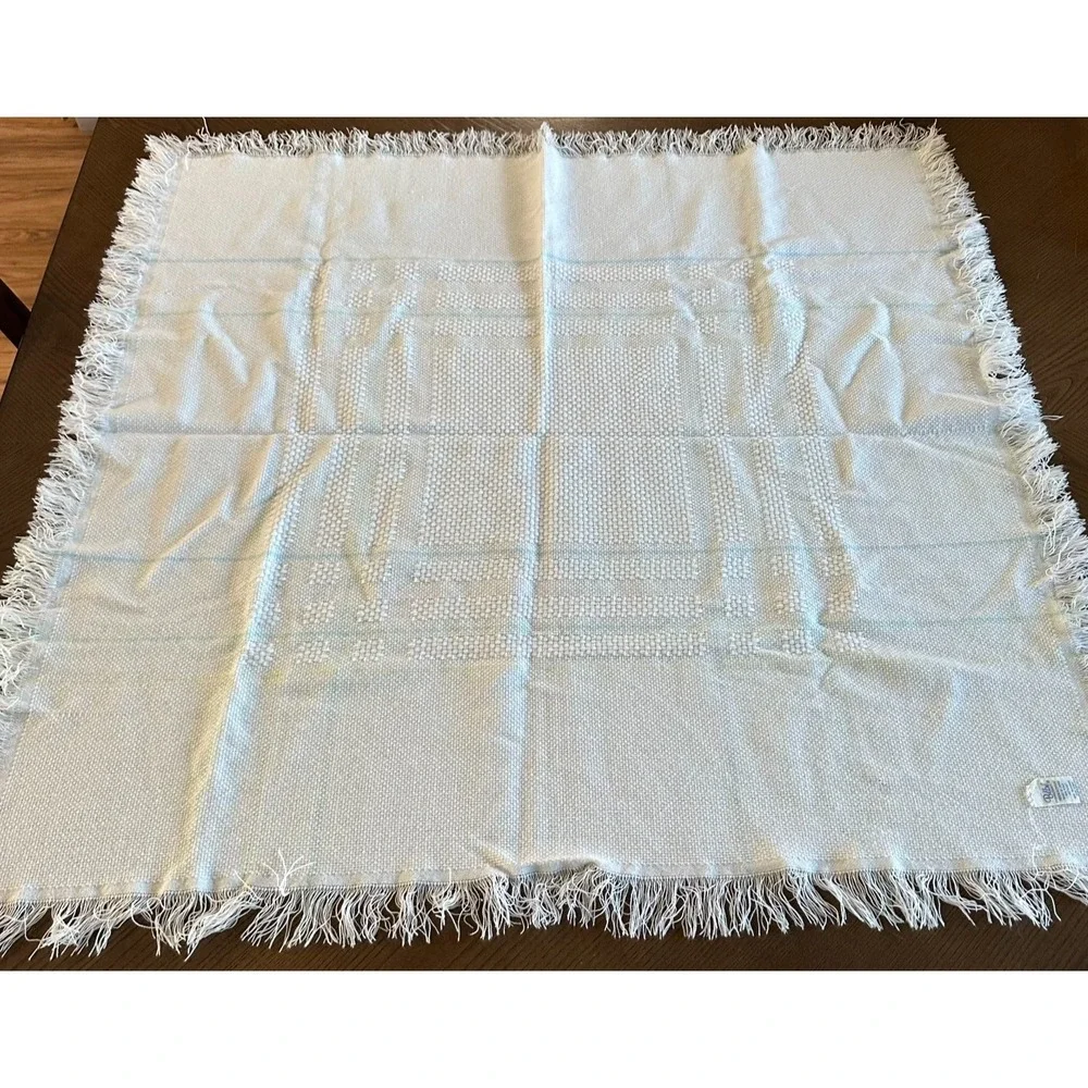 Vintage Cradlecraft Baby Crib Blanket Yellow Blue White Fringe Soft BeBe 40
